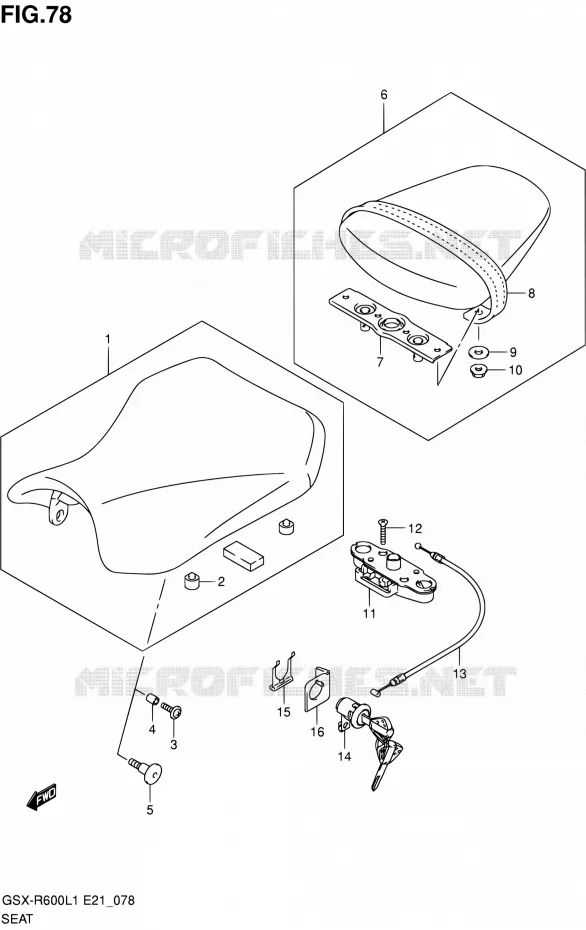 SEAT (GSX-R600UFL1 E21) Suzuki MOTO 600 GSX-R 2011  GSX-R600L1(E24)