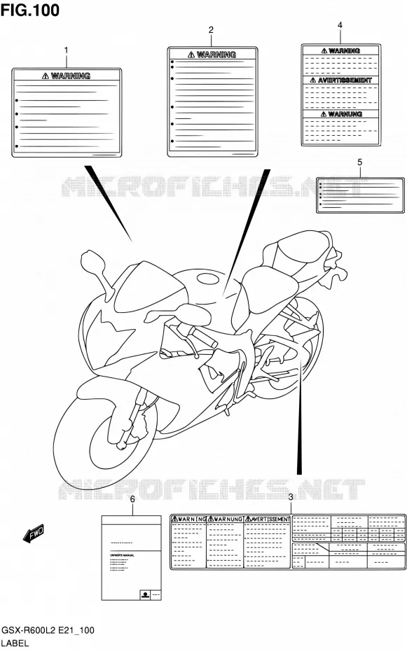 ETIKET (GSX-R600L2 E21) Suzuki MOTO 600 GSX-R 2012  GSX-R600L2(E21)