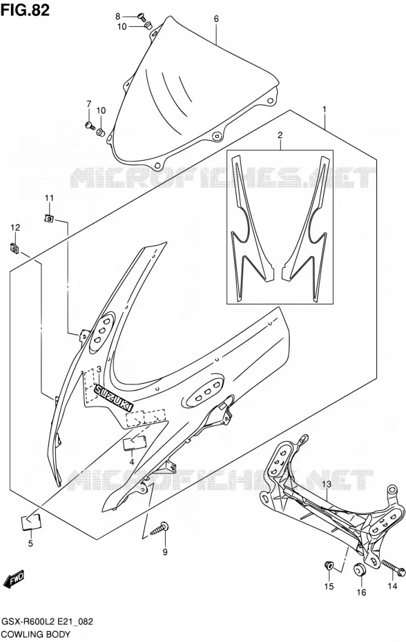KUIP - ETIKETTEN (GSX-R600UFL2 E21) Suzuki MOTO 600 GSX-R 2012  GSX-R600L2(E21)