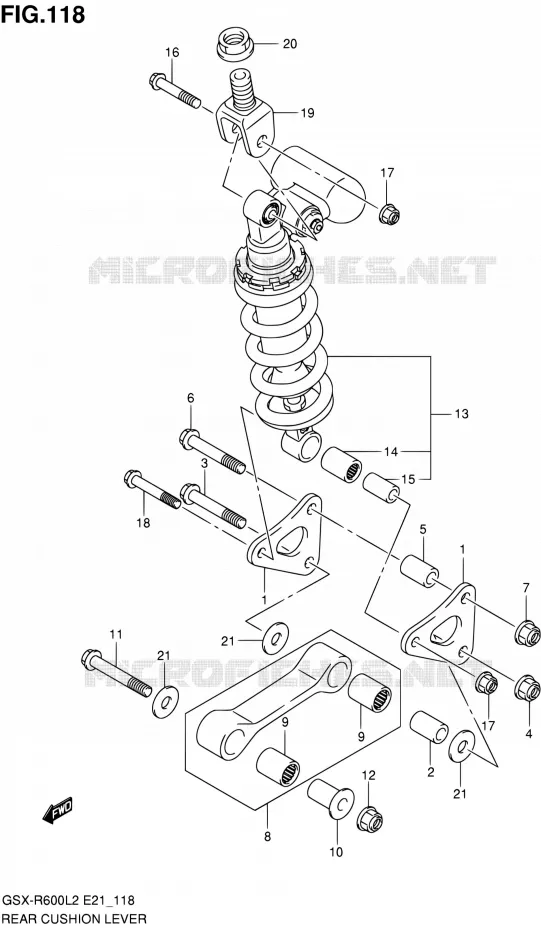 SCHOKBREKER AANEENSCHAKELING (GSX-R600L2 E21) Suzuki MOTO 600 GSX-R 2012  GSX-R600L2(E21)