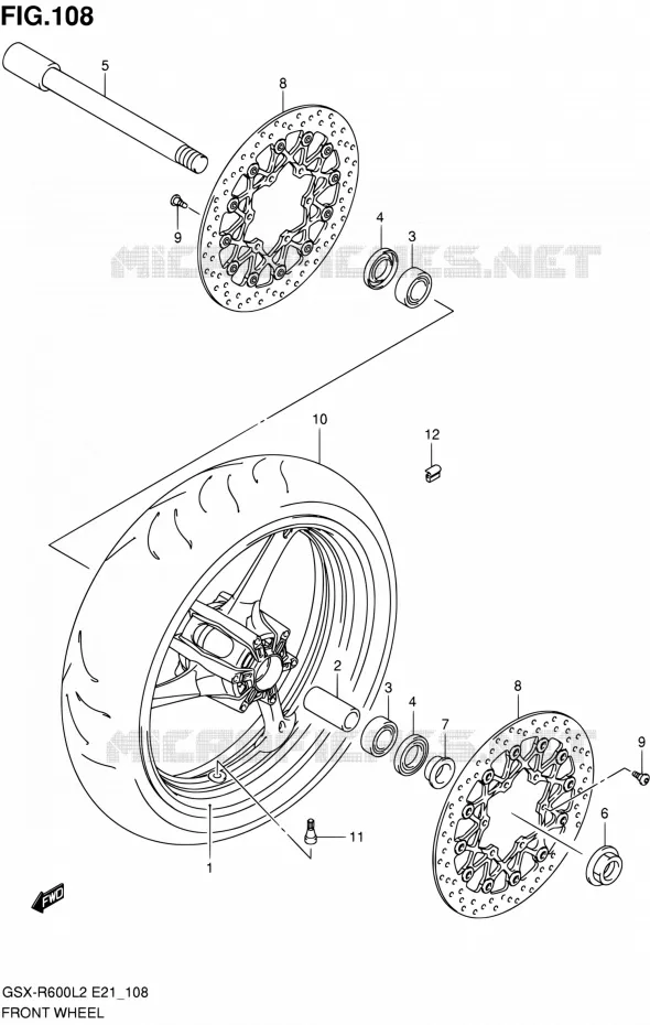 VOORWIEL (GSX-R600L2 E24) Suzuki MOTO 600 GSX-R 2012  GSX-R600L2(E24)
