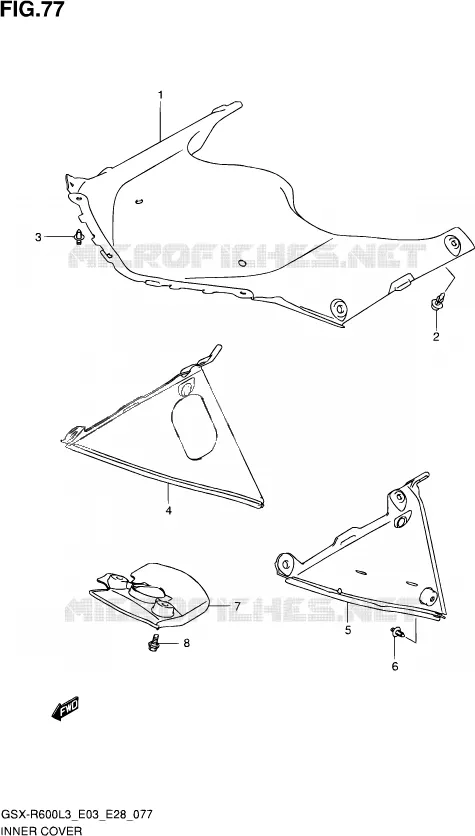 BINNEN COVER Suzuki MOTO 600 GSX-R 2013  GSX-R600 L3 (E03,E28,E33)