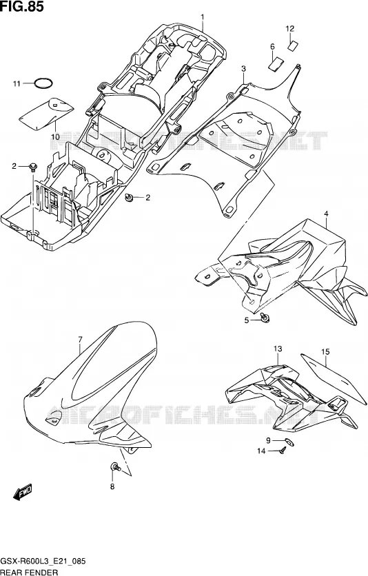 ACHTERSPATBORD (GSX-R600L3 E24) Suzuki MOTO 600 GSX-R 2013  GSX-R600 L3 (E21)