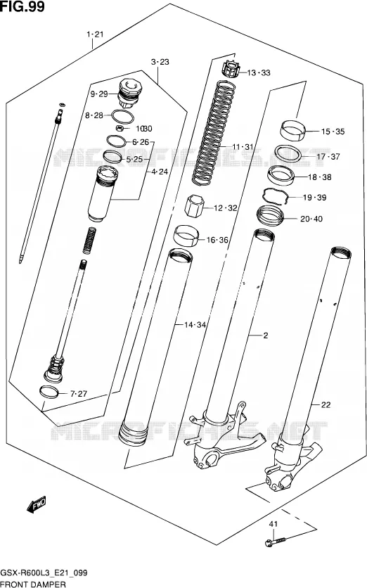 FRONT SCHOKDEMPER Suzuki MOTO 600 GSX-R 2013  GSX-R600 L3 (E21)