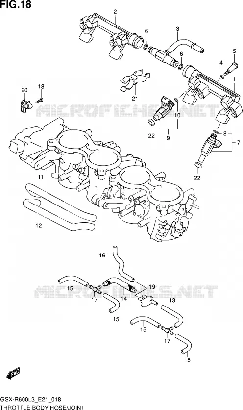 GASKLEPHUIS (GSX-R600UFL3 E21) Suzuki MOTO 600 GSX-R 2013  GSX-R600 L3 (E21)