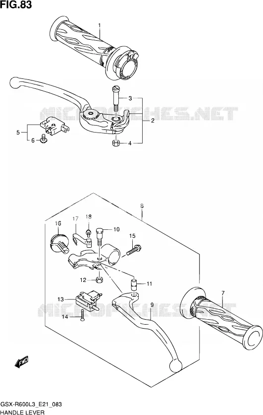 HANDGRIPS - LEVERS Suzuki MOTO 600 GSX-R 2013  GSX-R600 L3 (E21)