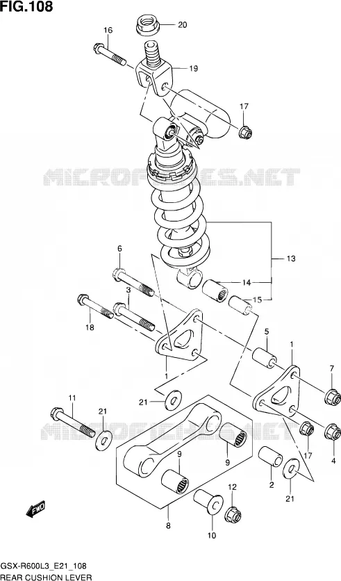 SCHOKBREKER AANEENSCHAKELING (GSX-R600UEL3 E21) Suzuki MOTO 600 GSX-R 2013  GSX-R600 L3 (E21)