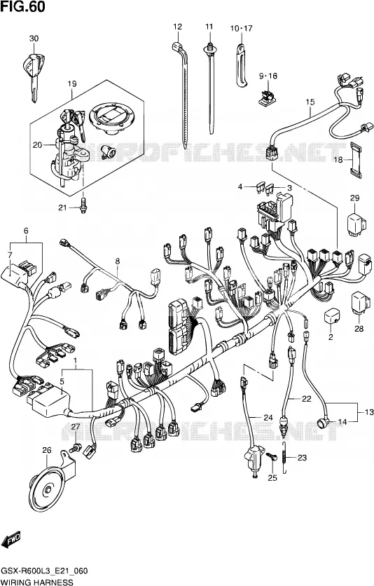 BEDRADING (GSX-R600UFL3 E21) Suzuki MOTO 600 GSX-R 2013  GSX-R600 L3 (E24)
