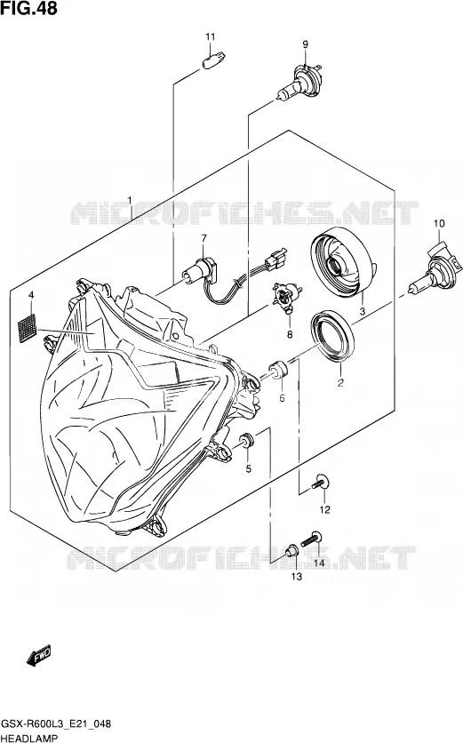 KOPLAMP (GSX-R600UFL3 E21) Suzuki MOTO 600 GSX-R 2013  GSX-R600 L3 (E24)