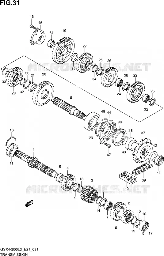 TRANSMISSION Suzuki MOTO 600 GSX-R 2013  GSX-R600 L3 (E24)