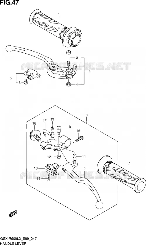 HANDGRIPS - LEVERS Suzuki MOTO 600 GSX-R 2013  GSX-R600 L3 (E99)
