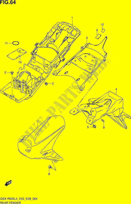 ACHTERSPATBORD (GSX R600L4 E03) voor Suzuki GSX-R 600 2014