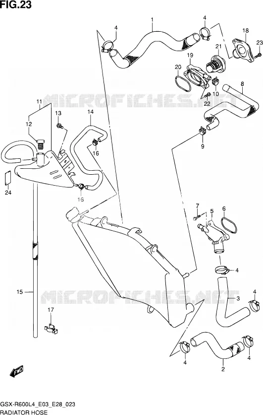 RADIATOR SLANG Suzuki MOTO 600 GSX-R 2014  GSX-R600 L4 (E03,E28,E33)