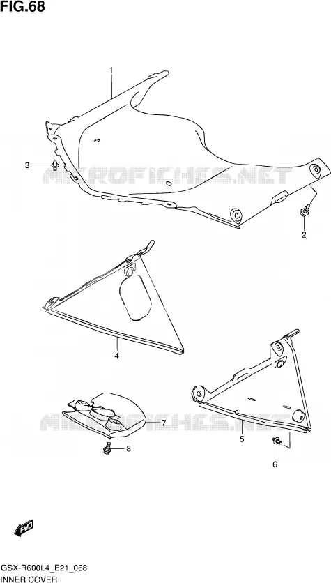 BINNEN COVER Suzuki MOTO 600 GSX-R 2014  GSX-R600 L4 (E21)