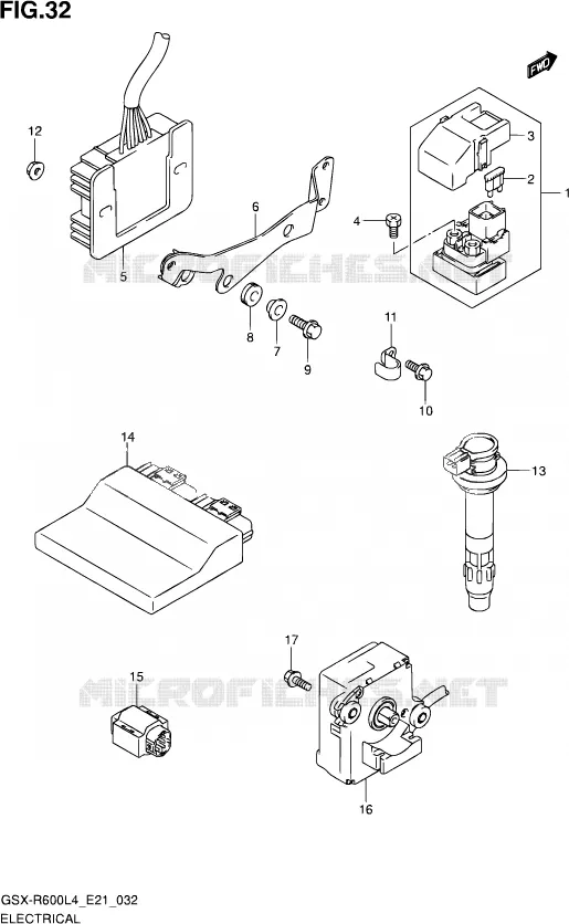 ELEKTRISCH (GSX-R600L4 E21) Suzuki MOTO 600 GSX-R 2014  GSX-R600 L4 (E21)