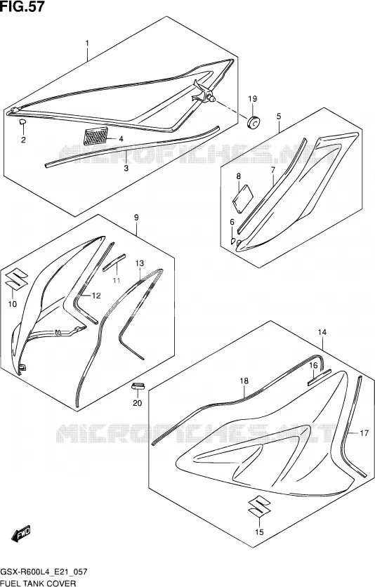 FUEL TANK - COVERS Suzuki MOTO 600 GSX-R 2014  GSX-R600 L4 (E21)