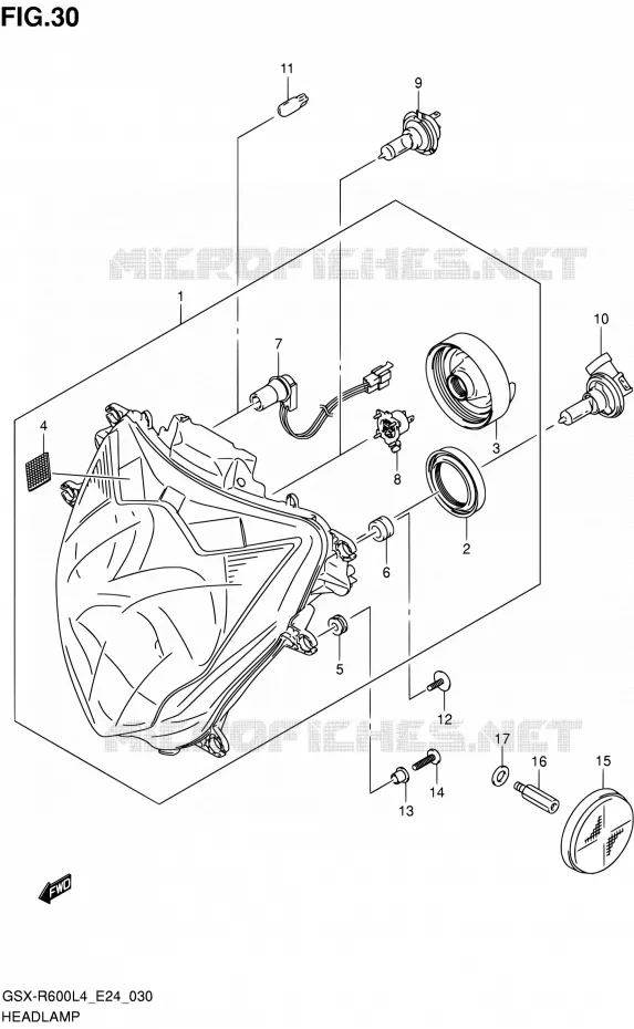 KOPLAMP Suzuki MOTO 600 GSX-R 2014  GSX-R600 L4 (E24)
