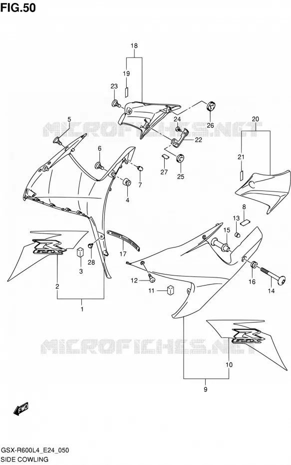 SIDE KUIP (AR5) Suzuki MOTO 600 GSX-R 2014  GSX-R600 L4 (E24)