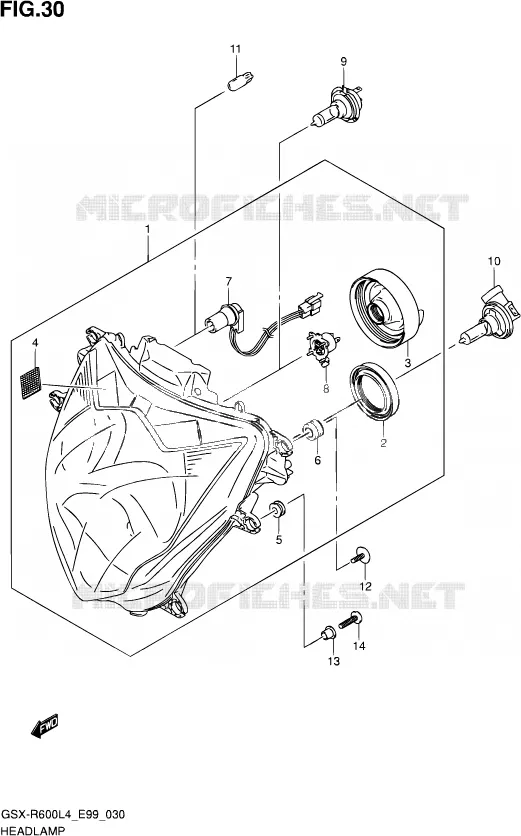 KOPLAMP (WITHOUT REFLECTOR) Suzuki MOTO 600 GSX-R 2014  GSX-R600 L4 (E99)