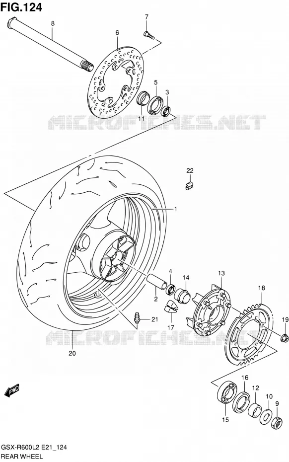 ACHTERWIEL (GSX-R600UEL2 E21) Suzuki MOTO 600 GSX-R 2012  GSX-R600UEL2(E21)
