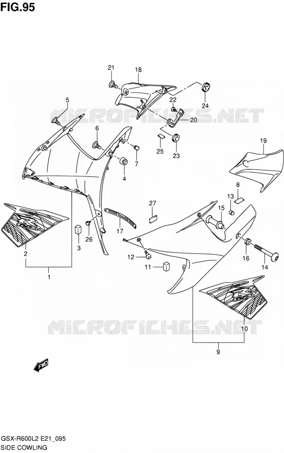 SIDE KUIP (GSX-R600UFL2 E21:(JDT,YVB)) Suzuki MOTO 600 GSX-R 2012  GSX-R600UEL2(E21)