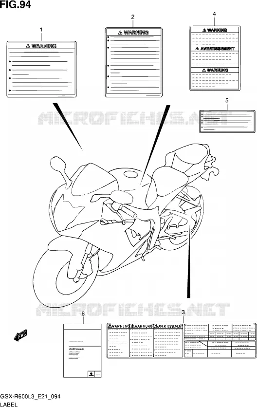 ETIKET (GSX-R600L3 E21) Suzuki MOTO 600 GSX-R 2013  GSX-R600UE L3 (E21)