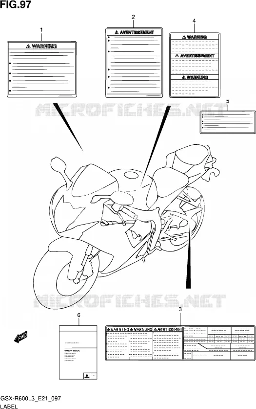 ETIKET (GSX-R600UFL3 E21) Suzuki MOTO 600 GSX-R 2013  GSX-R600UE L3 (E21)
