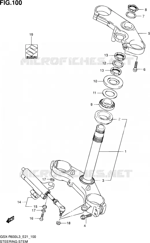 STUURKOLOM Suzuki MOTO 600 GSX-R 2013  GSX-R600UE L3 (E21)