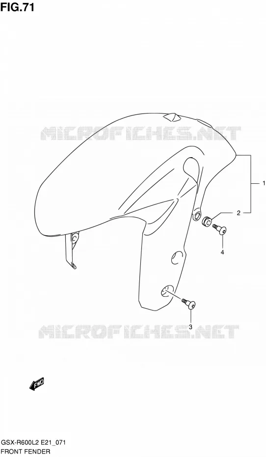 FRONT FENDER (GSX-R600UEL2 E21) Suzuki MOTO 600 GSX-R 2012  GSX-R600UFL2(E21)