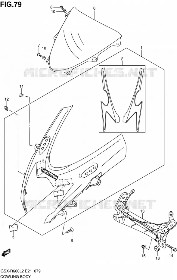 KUIP - ETIKETTEN (GSX-R600L2 E21) Suzuki MOTO 600 GSX-R 2012  GSX-R600UFL2(E21)