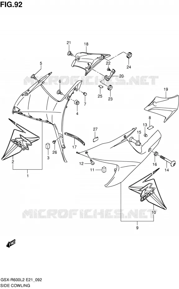 SIDE KUIP (GSX-R600UEL2 E21:GLR) Suzuki MOTO 600 GSX-R 2012  GSX-R600UFL2(E21)