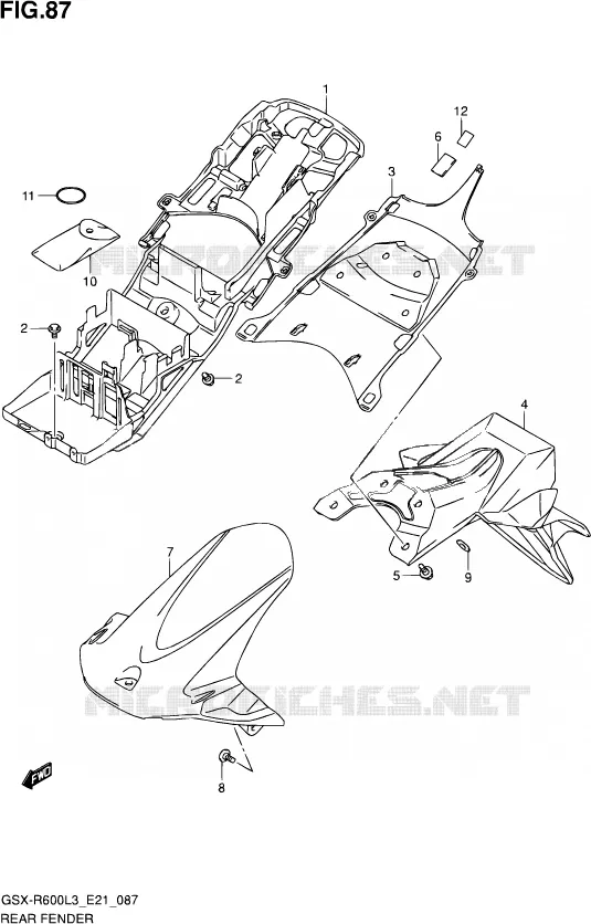 ACHTERSPATBORD (GSX-R600UFL3 E21) Suzuki MOTO 600 GSX-R 2013  GSX-R600UF L3 (E21)