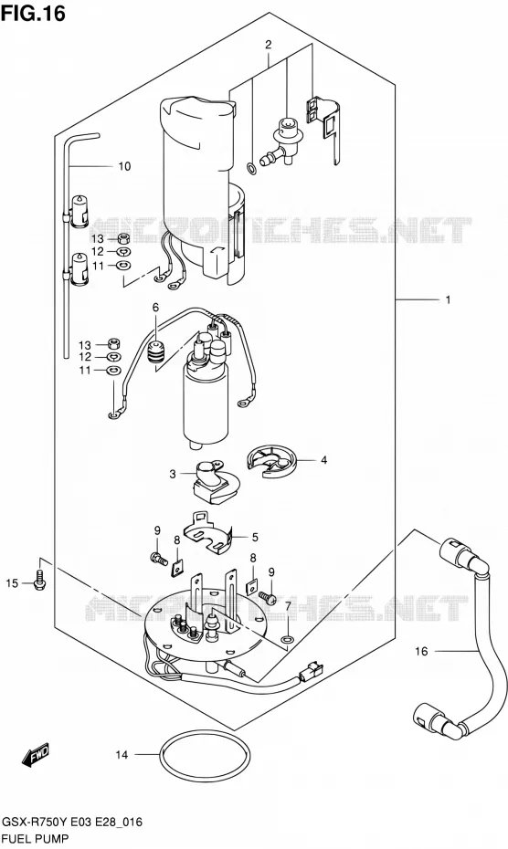 BENZINE POMP (MODELE Y/K1) Suzuki MOTO 750 GSX-R 2001  GSX-R750K1(E03,E28,E33)