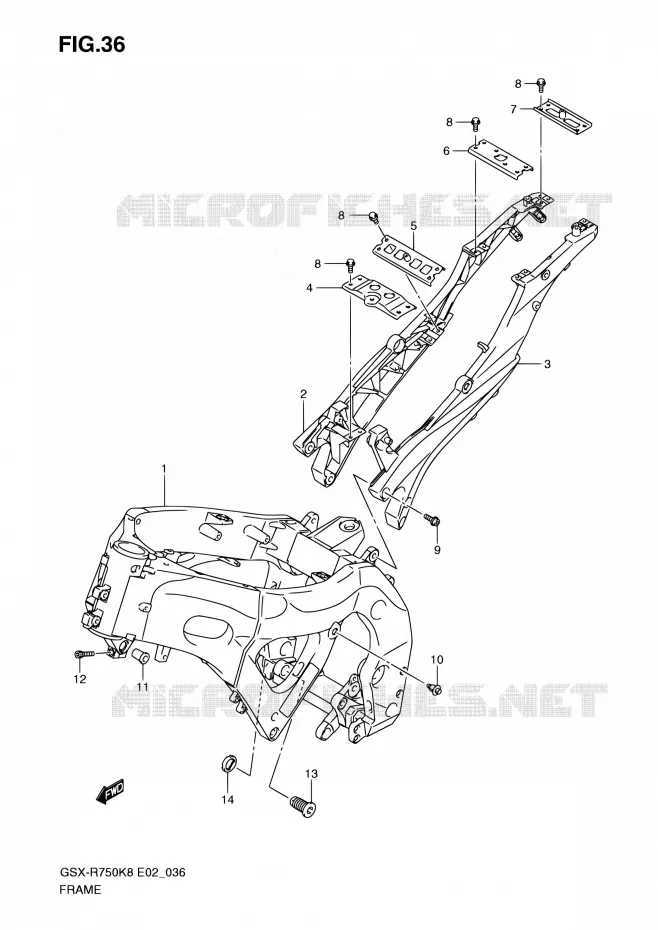 FRAME (MODEL K8/K9) Suzuki MOTO 750 GSX-R 2008  GSX-R750K8(E24)