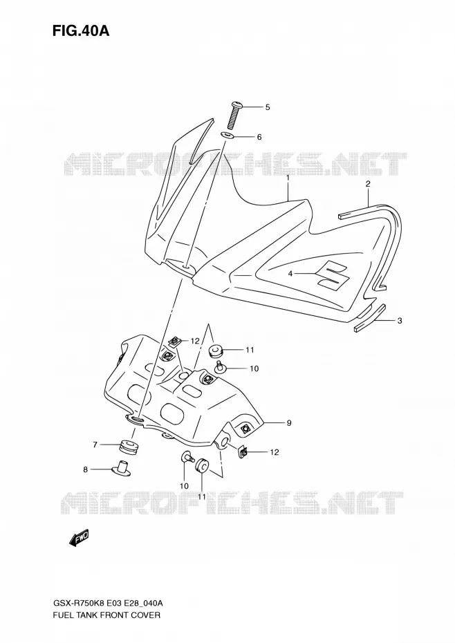 FUEL TANK VOORKLEP (MODEL K9) Suzuki MOTO 750 GSX-R 2009  GSX-R750 K9 (E03,E28,E33)