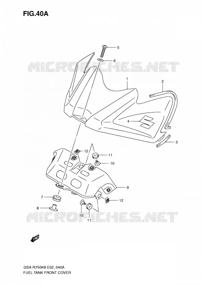 FUEL TANK VOORKLEP (MODEL K9) Suzuki MOTO 750 GSX-R 2009  GSX-R750K9(E19)