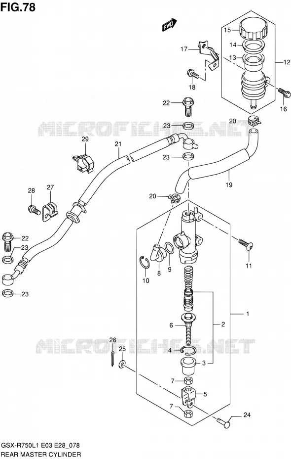 ACHTER HOOFDREMCILINDER Suzuki MOTO 750 GSX-R 2011  GSX-R750 L1 (E03,E28,E33)