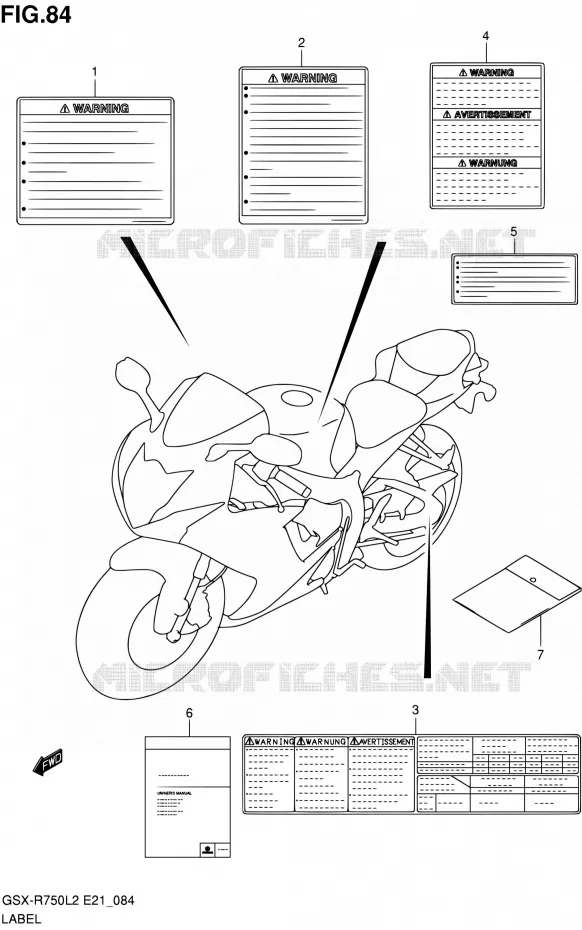 ETIKET (GSX-R750UFL2 E21) Suzuki MOTO 750 GSX-R 2012  GSX-R750L2(E21)