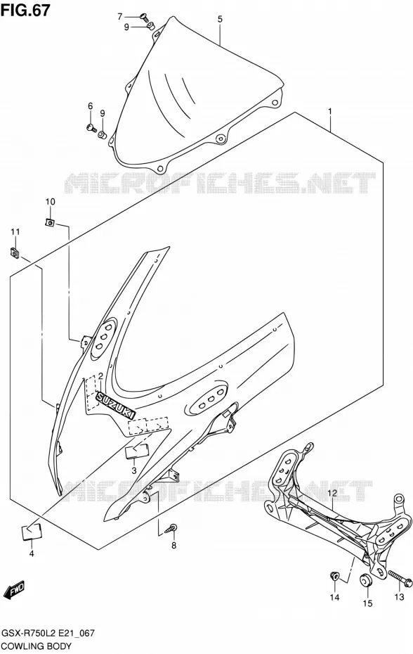 KUIP - ETIKETTEN (GSX-R750L2 E24) Suzuki MOTO 750 GSX-R 2012  GSX-R750L2(E21)