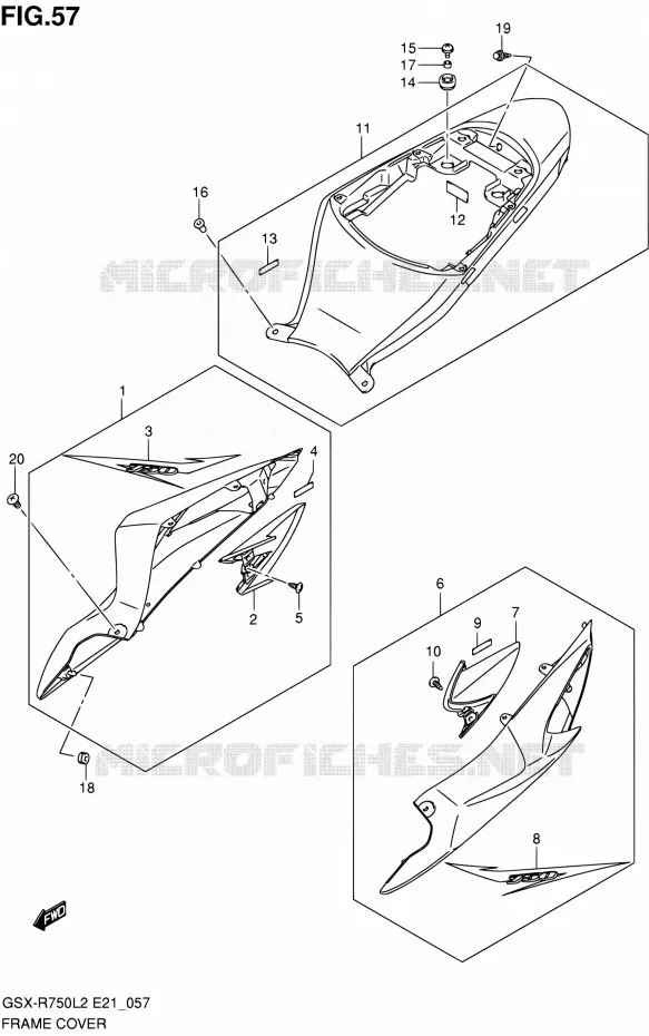 ACHTER KUIP (GSX-R750UFL2 E21:YVB) Suzuki MOTO 750 GSX-R 2012  GSX-R750L2(E24)