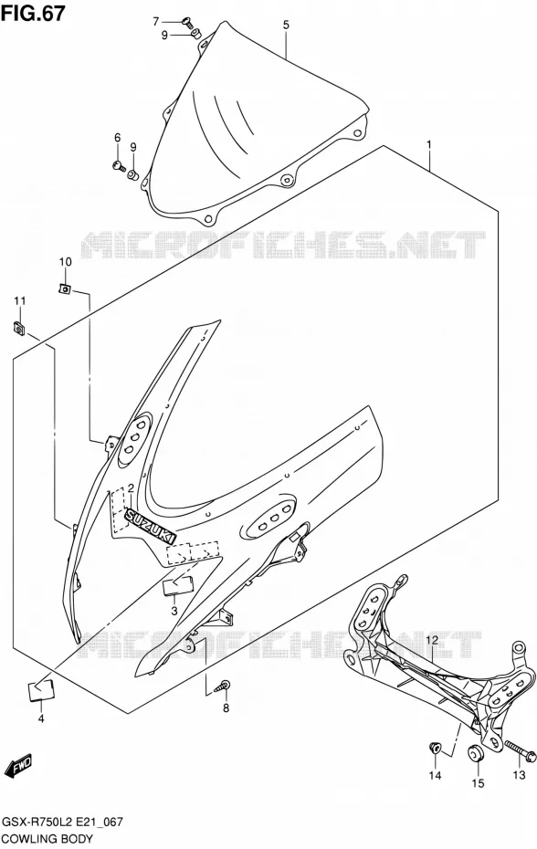 KUIP - ETIKETTEN (GSX-R750L2 E24) Suzuki MOTO 750 GSX-R 2012  GSX-R750L2(E24)