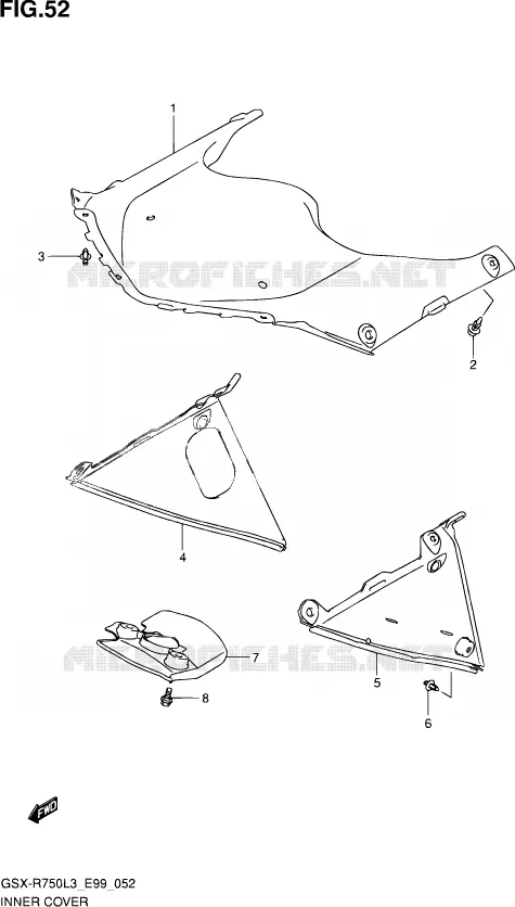 BINNEN COVER Suzuki MOTO 750 GSX-R 2013  GSX-R750 L3 (E99)