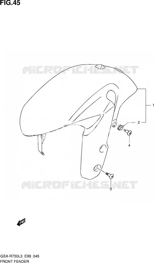 FRONT FENDER (WITH REFLECTOR) Suzuki MOTO 750 GSX-R 2013  GSX-R750 L3 (E99)
