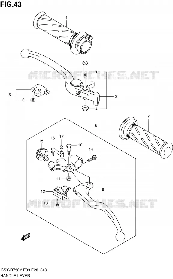 HANDGRIPS - LEVERS Suzuki MOTO 750 GSX-R 2000  GSX-R750Y(E03,E28,E33)