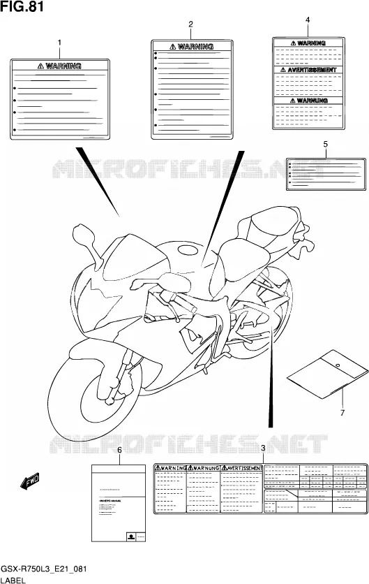 ETIKET (GSX-R750UFL3 E21) Suzuki MOTO 750 GSX-R 2013  GSX-R750UF L3 (E21)