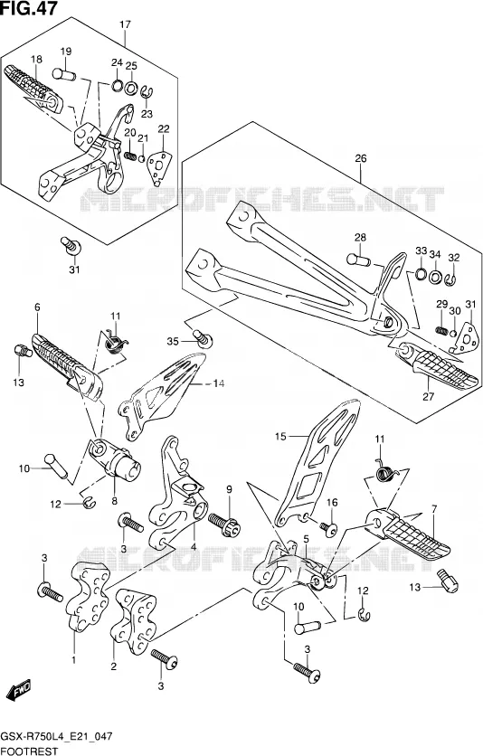 FOOTREST Suzuki MOTO 750 GSX-R 2014  GSX-R750UF L4 (E21)