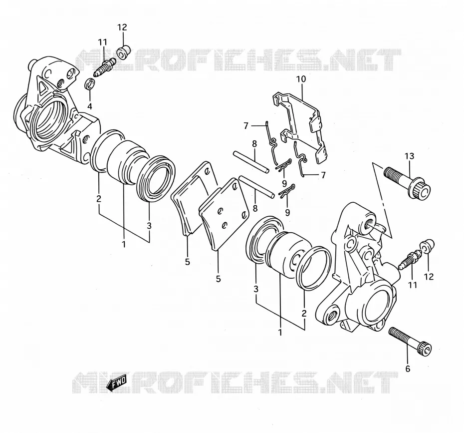 FRONT CALIPER (MODELE K/L/M/N) Suzuki MOTO 1100 GSX-F 1991  GSX1100F M (E03,E28,E33)