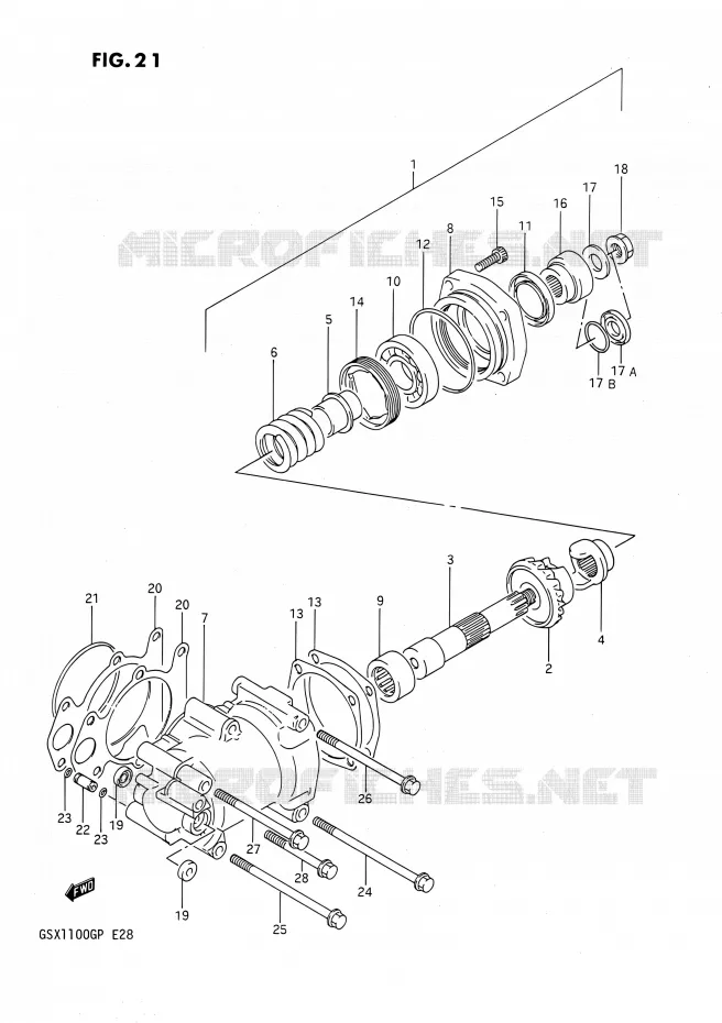 AANDRIJFAS (MODELE M) Suzuki MOTO 1100 GSX-G 1991  GSX1100G M (E03,E28,E33)