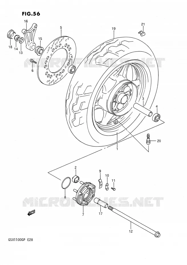 ACHTERWIEL Suzuki MOTO 1100 GSX-G 1993  GSX1100G P (E03,E28,E33)