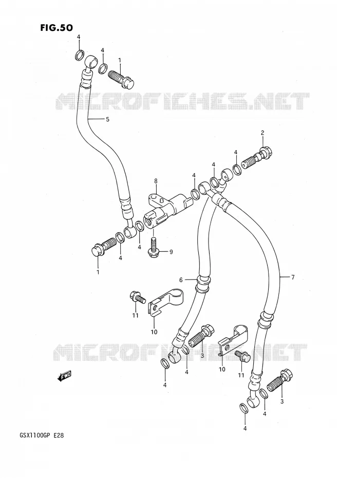 FRONT REMSLANG Suzuki MOTO 1100 GSX-G 1993  GSX1100G P (E03,E28,E33)